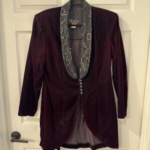 Vtg J. R. Nites Caliendo Sequin Lace Trim Jacket Womens Sz 13/14 Purple Goth USA